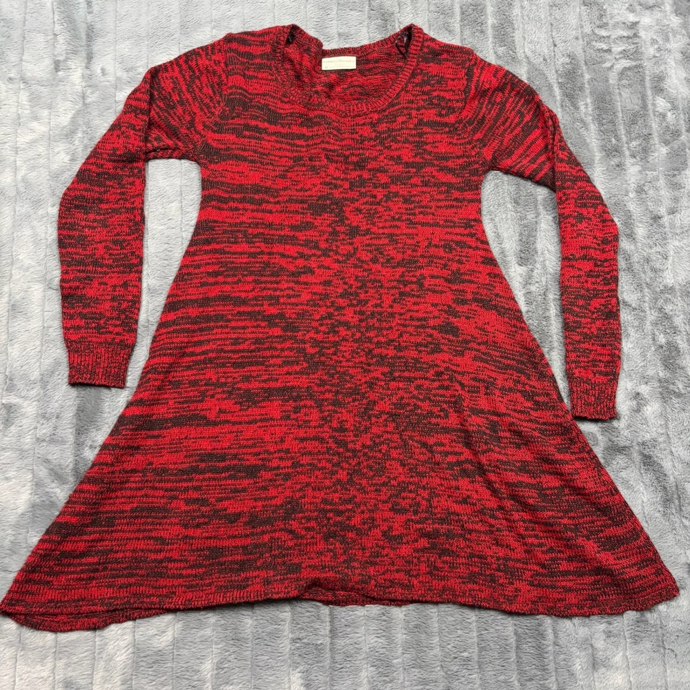 Bobbie Brooks Red Black Space Dye Marl Knit Long Sleeve Tunic Sweater Medium